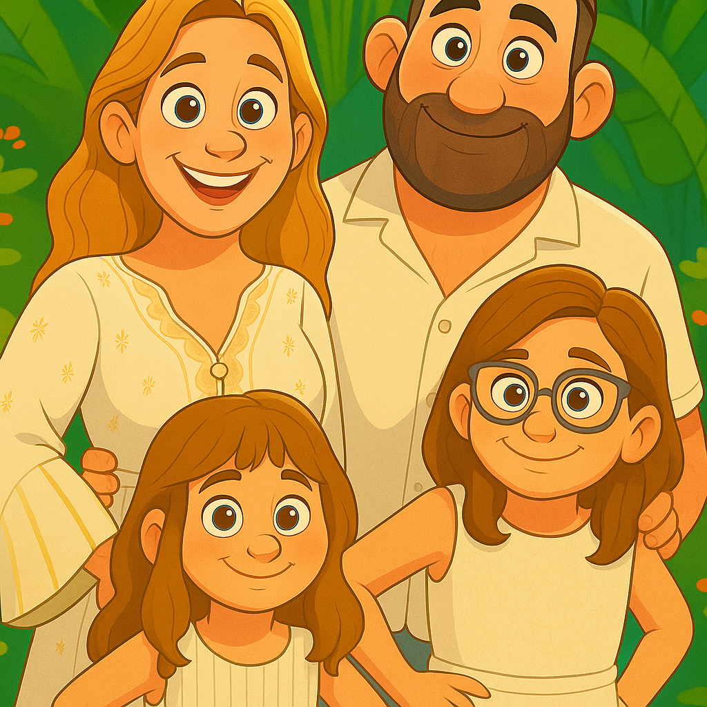 Utskriven bild på din familj som sagofigurer (A5)